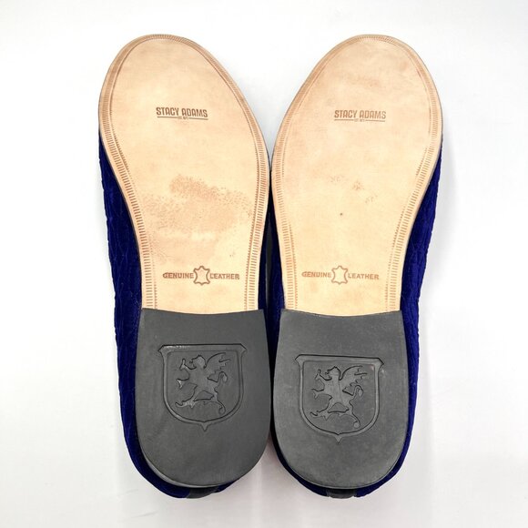 Stacy Adams Mens‎ 13 M Blue Velvet Quilted Slip On Horsebit Loafers Dress Shoes - Picture 9 of 13